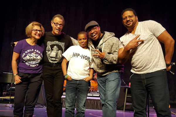 Members of Manhattan Transfer and Take 6 with Hip Hope student Chastin Jones at Hoyt Sherman Place, November 2016